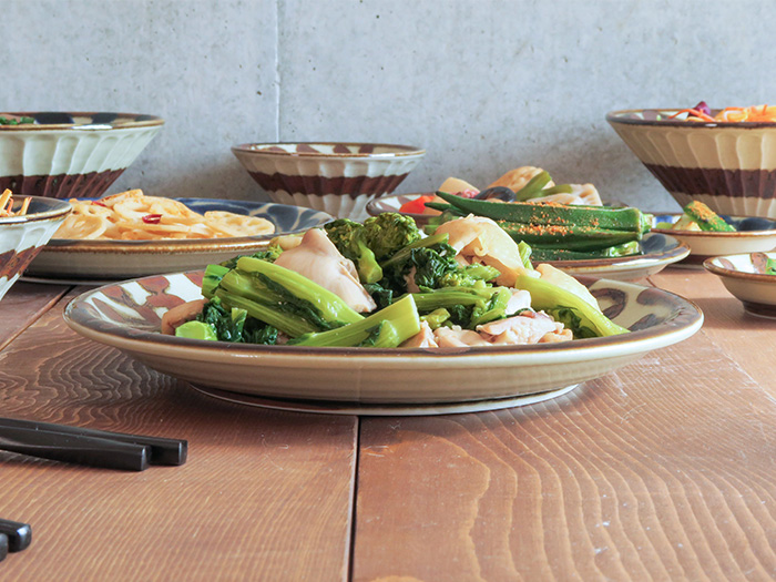 和食器 大皿 22.5cm 琉球カラクサ 皿 お皿 プレート 丸皿 パスタ皿 主