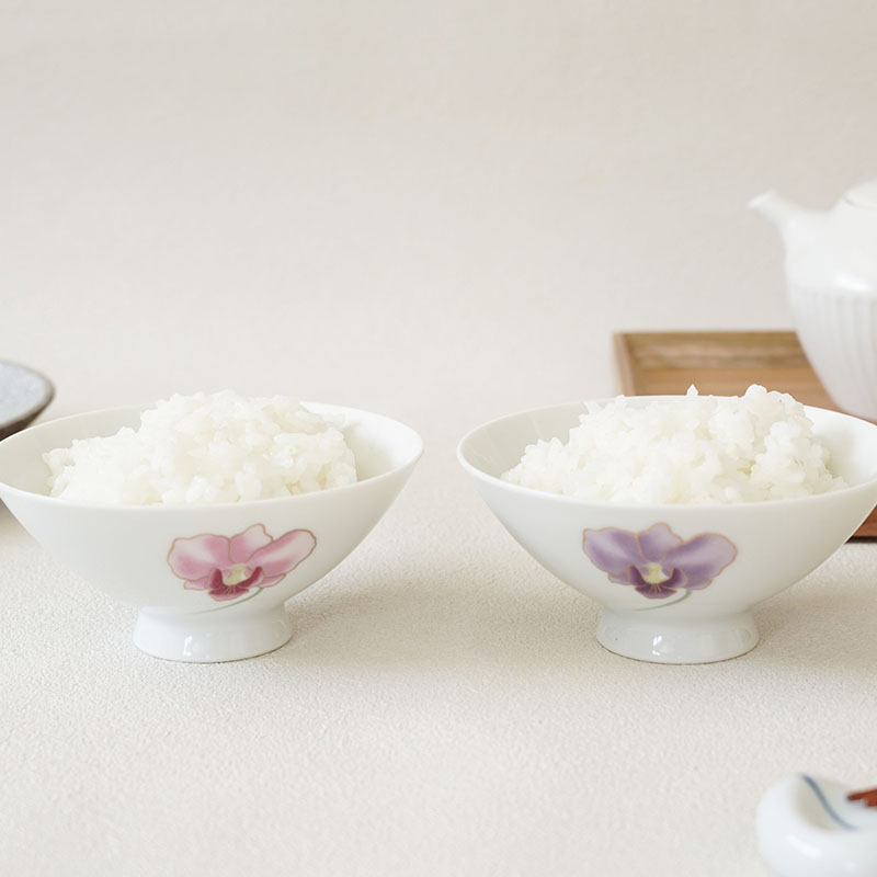 在庫限り レトロ茶碗 12cm 金彩胡蝶蘭 ピンク アウトレット