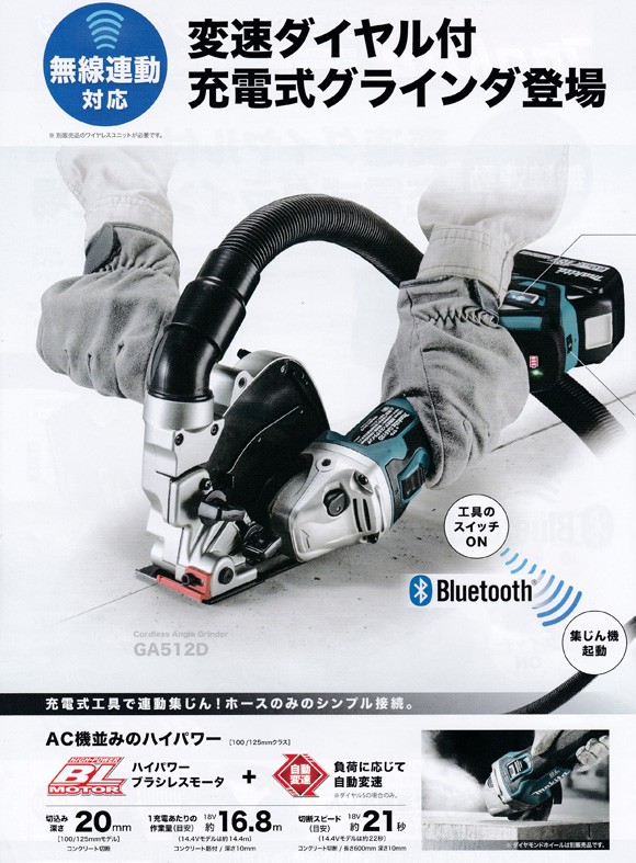 マキタ（makita） GA518DZ 充電式ディスクグラインダ 125mm・18V・本体