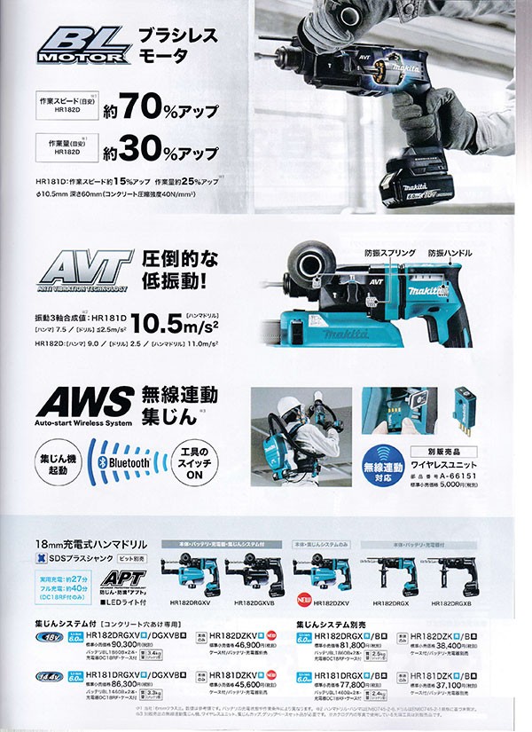 マキタ HR181DZKV 18mm充電式ハンマドリル 14.4Vケース付(バッテリ