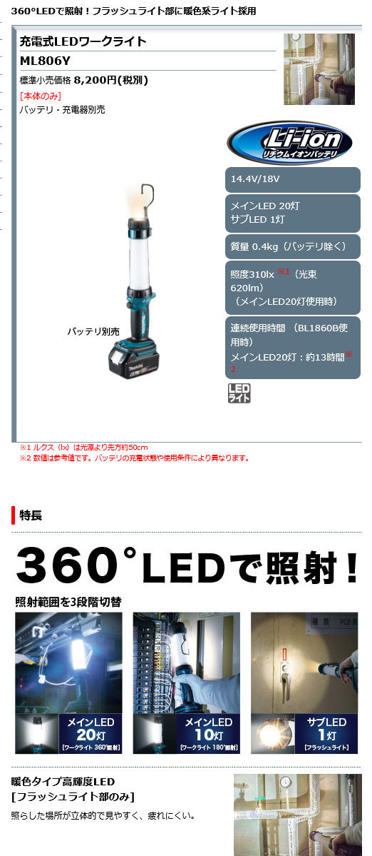 マキタ ワークライト ML806Y
