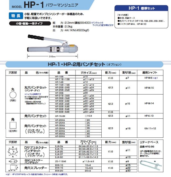 亀倉精機(kamekura)油圧式手動パンチャーHP-1 : hp-1 : 職人ジャパン