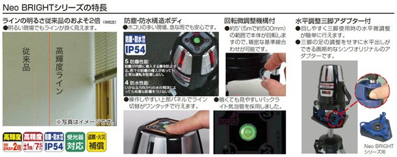 シンワ測定 レーザーロボ墨出し器 neo11P bright 77389 : 77389 : 職人