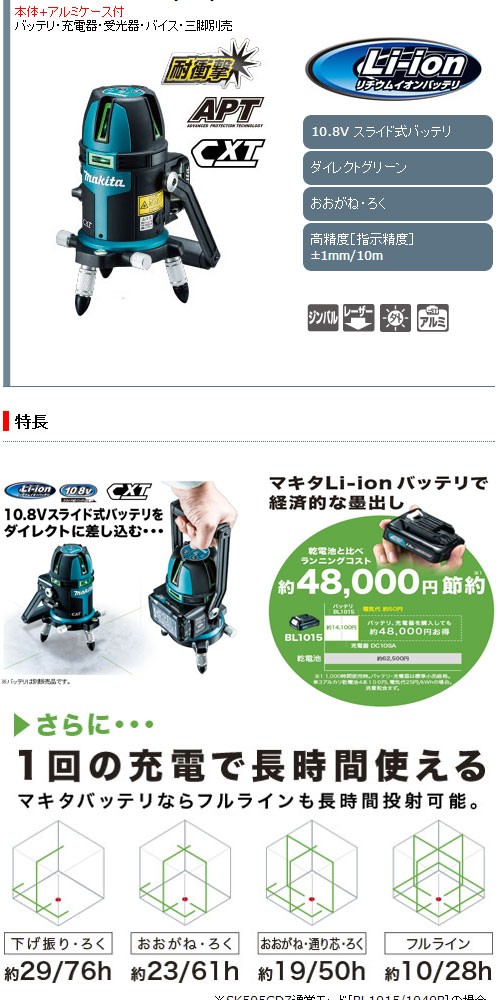 マキタ SK209GDZ 充電式屋内・屋外兼用墨出器 おおがね・ろく