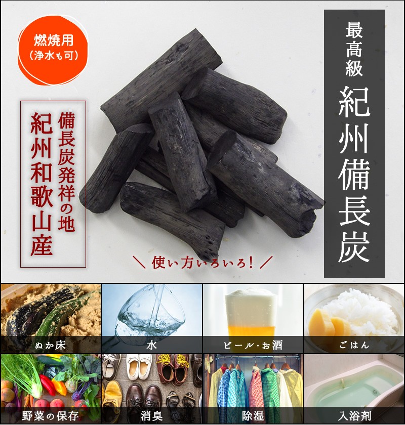 『紀州備長炭「小炭」』 280g前後 炭 木炭 白炭 浄水 炊飯 消臭 国産 水