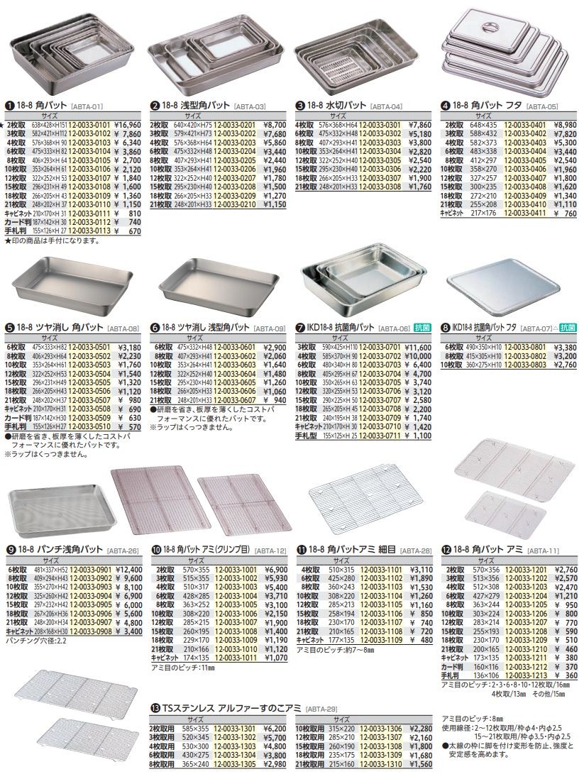 18-8 浅型 角バット 4枚取 : 厨房's-shop Yahoo!店 - 通販 - Yahoo