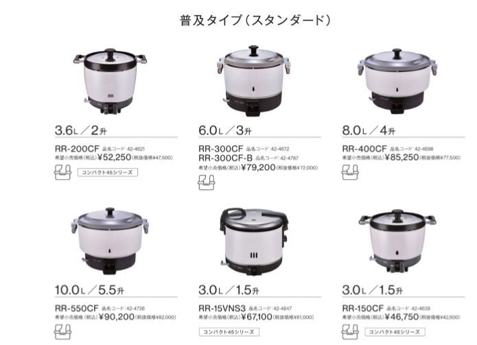 都市ガス 12A 13A 業務用ガス炊飯器普及タイプ ####リンナイ 6.0L 12Aφ9.5ガス用ゴム管接続 涼厨 3升