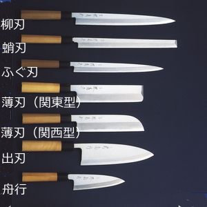 堺菊守 和包丁 特製（水牛角口金）鎌型薄刃（関西型）195mm : 厨房's