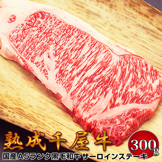 千屋牛 A5ランク 熟成肉 ステーキ用 サーロイン 300g 岡山県 哲多和牛牧場 国産黒毛和牛 エイジングビーフ ちやぎゅう ロース