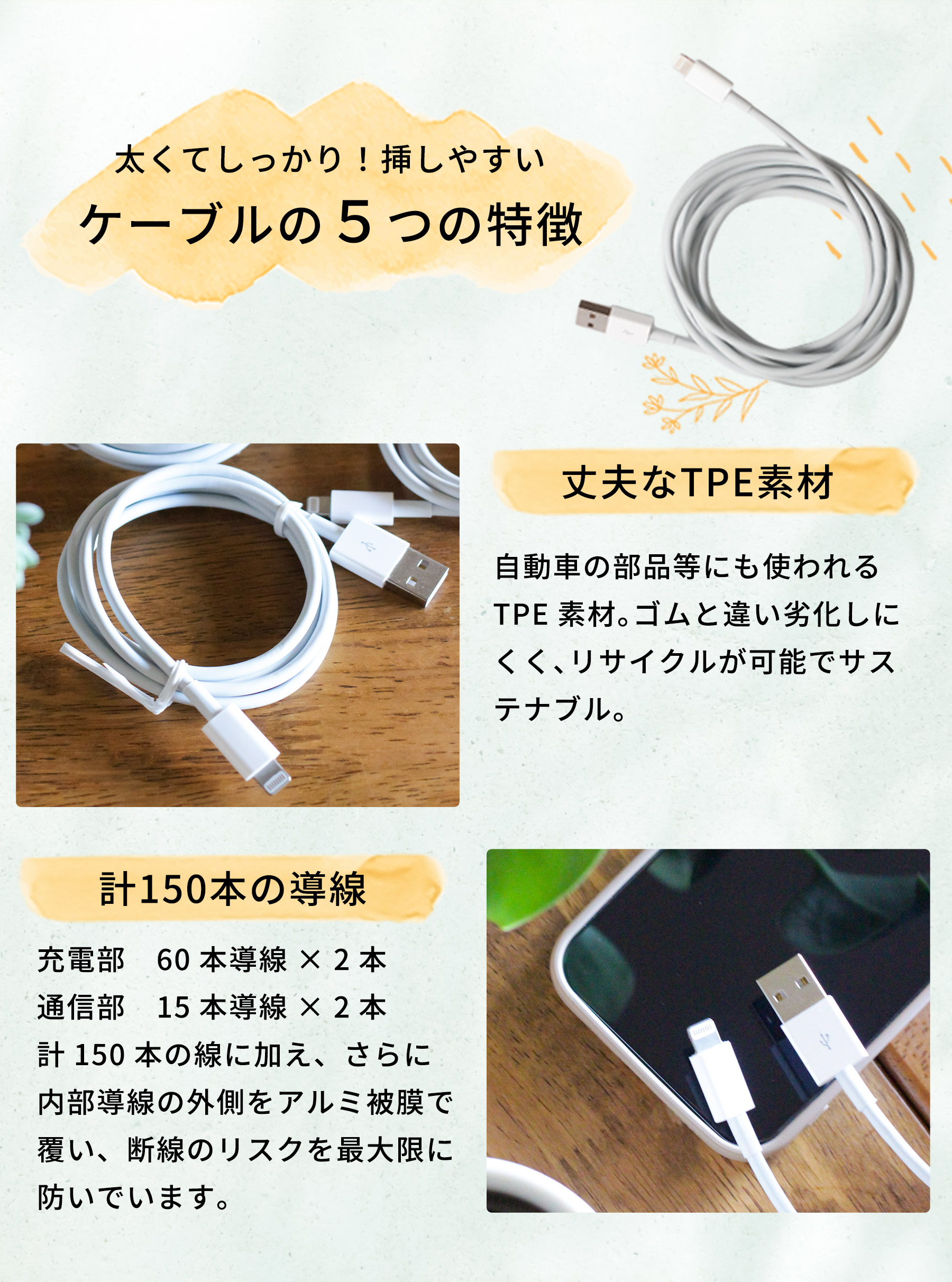 【2本で送料無料】iPhone充電コード 1m 2m 3m iPhone充電器