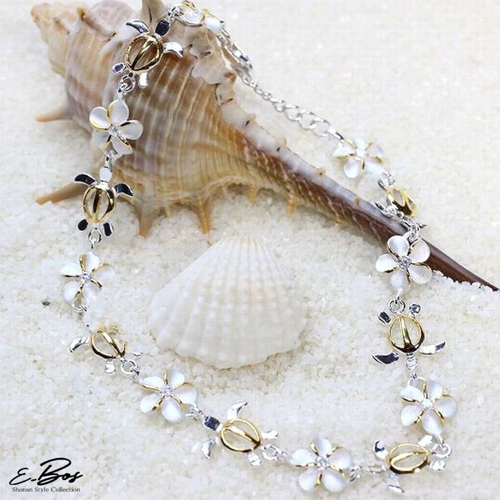 ハワイアンジュエリー ブレスレット ホヌ プルメリア 2tone K14