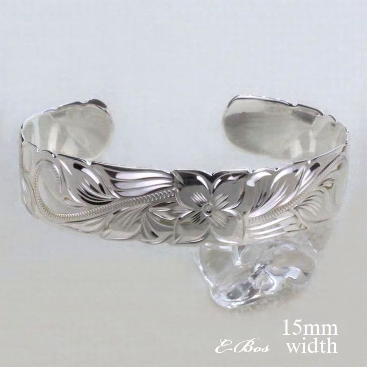 ハワイアンジュエリー バングル 15mm幅 ワイド SILVER925 カット