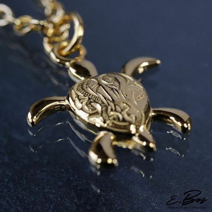 ハワイアンジュエリー,スクロール,ホヌ,ネックレス,ステンレス,K24,コーティング