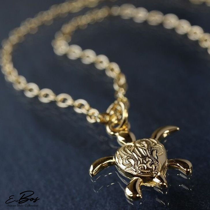 ハワイアンジュエリー,スクロール,ホヌ,ネックレス,ステンレス,K24,コーティング