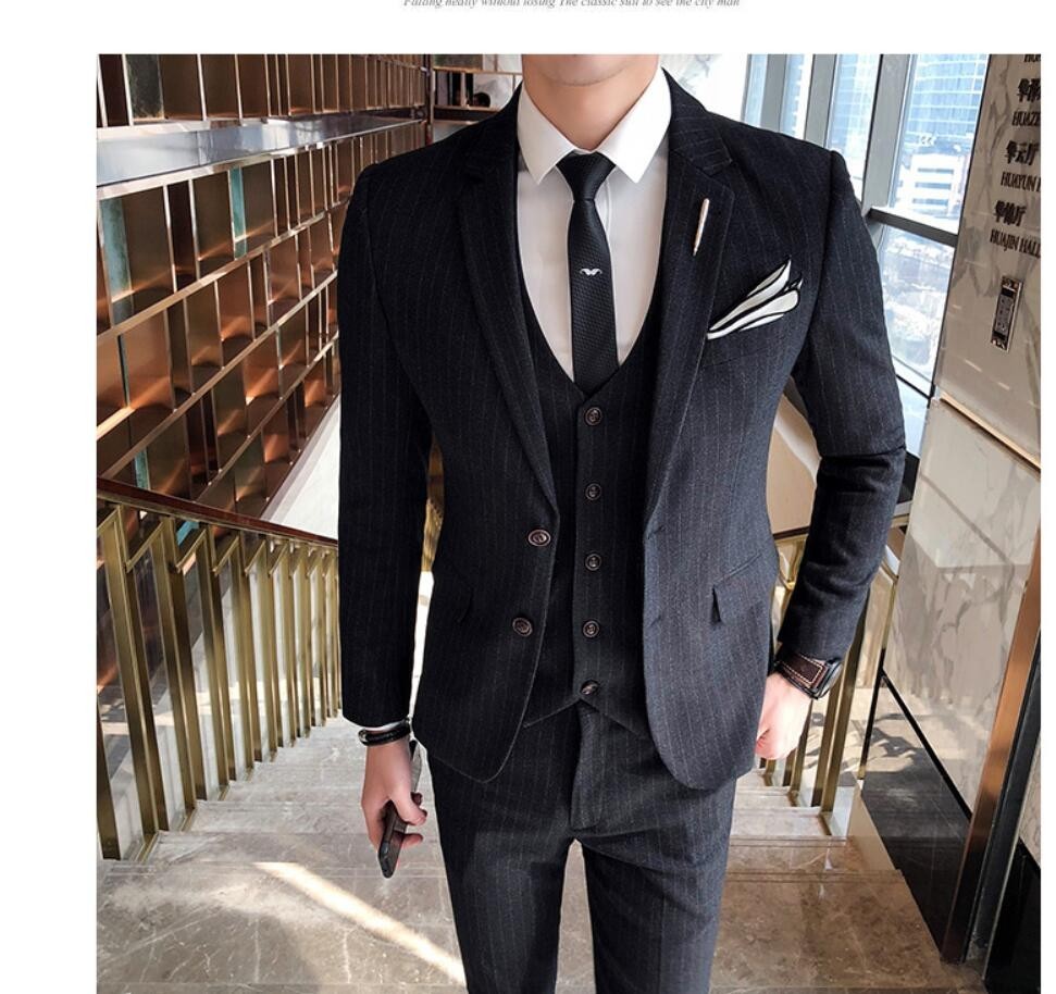 50 Off 新作 メンズスーツ 3点セットスーツ カッコイイ 2つボタンスーツ フォーマルスーツ 結婚式 二次会 成人式 卒業式 就職活 ビジネス スーツ 披露宴 ストライプ 柔らかい Www Gettoknowmontco Com