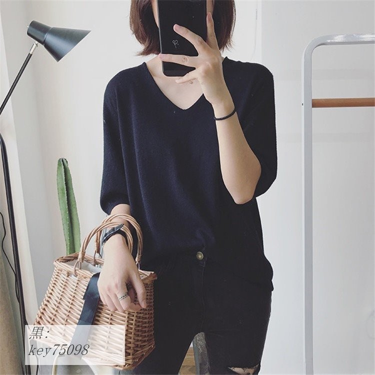 シャツ レディース サマーニット 夏 トップス コーデ シャツブラウス ブラウス 長袖 Tシャツ 体型カバー ニットソー Vネック 大きいサイズ 半袖 ニット 無地 春 Key Fastfast 通販 Yahoo ショッピング