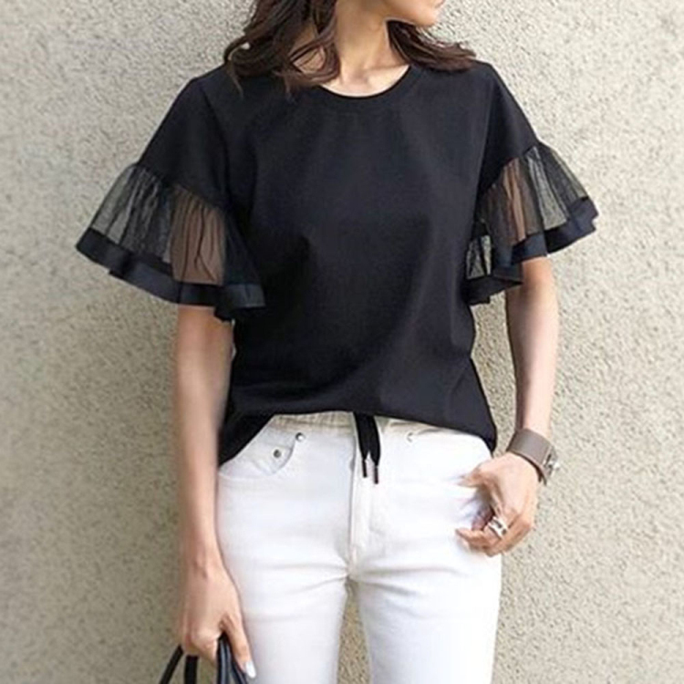 Tシャツ 舗 トップス レディース きれいめ 切り替え ブラウス 韓国風 オシャレ 黒インナー 大きい Tシャツ 舗 トップス レディース きれいめ 切り替え ブラウス 韓国風 オシャレ 黒インナー 大きい