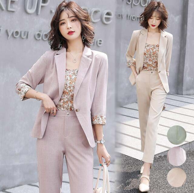 激安正規 スーツ レディース 通勤服 Ol 面接 リクルート 大きいサイズ 可愛い ジャケット パンツ 花柄キャミソール 3点セット 洗える ビジネス スーツ 夏 パンツスーツ パンツスーツ カレー グリーン Andreiniricambi It