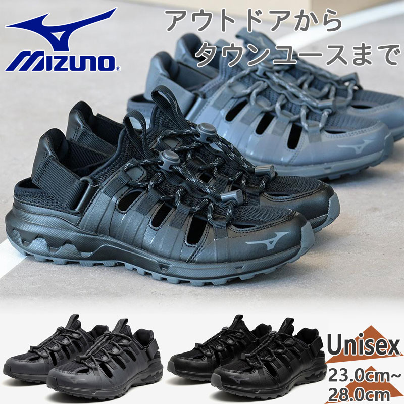 ミズノ　ブラック スポーツサンダル ストラップ付き MIZUNO（ミズノ） メンズ レディース ウエーブエボークスイッチ