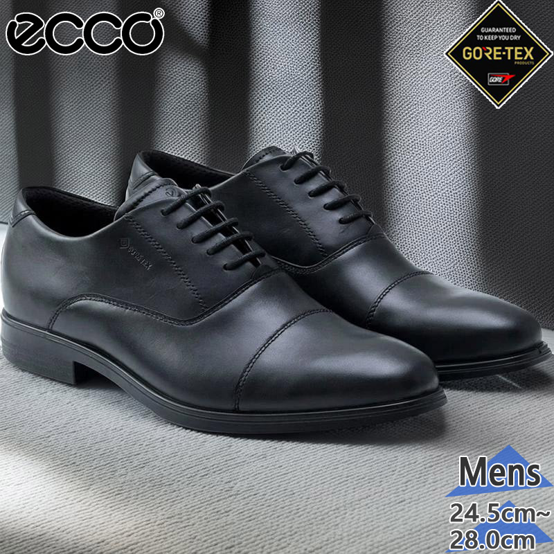 美品⭐︎ecco ビジネスシューズ ウィングチップ ゴアテックス 24.5 ecco エコー ビジネスシューズ メンズ 防水 本革 ゴアテックス