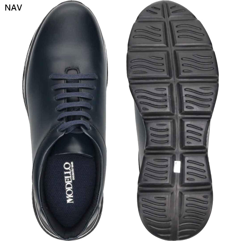 モデロ メンズ レザースニーカー 靴 シューズ ローカット 紐靴 カバロス加工 冷却 消臭 抗菌 抗ウイルス 本革 カジュアル ビジカジ ホワイト 白 ブラック 黒 ネイビー 送料無料 MODELLO DM3342 MODELLO（モデロ） メンズ レザースニーカー 靴 シューズ ローカット