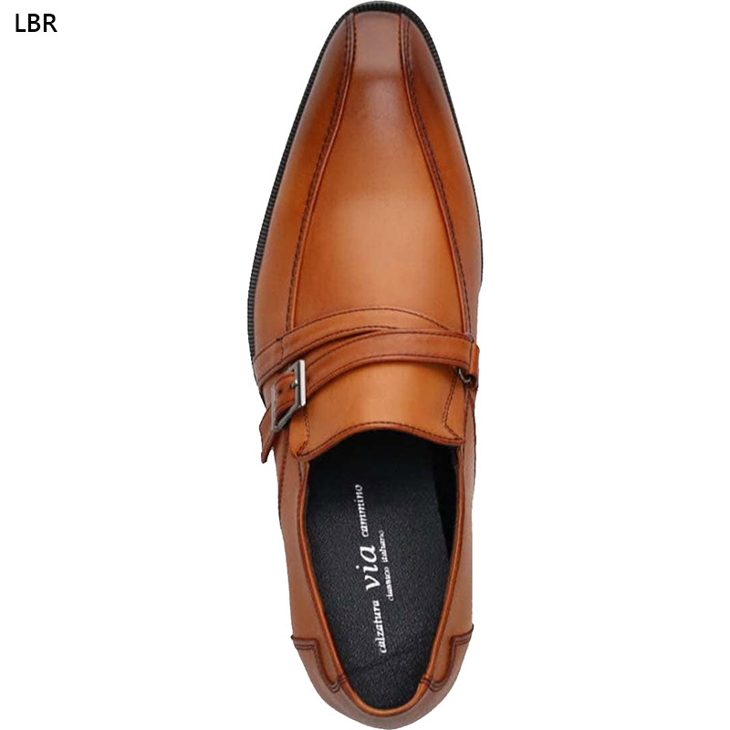 3E 幅広 ヴィアカミーノ メンズ モンクストラップドレスシューズ