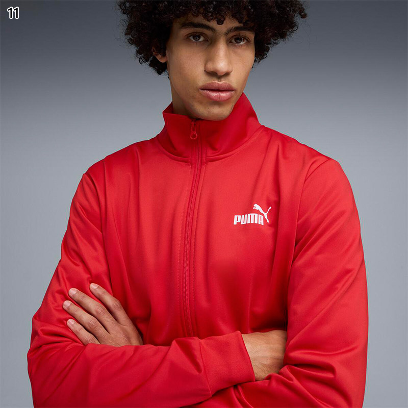Puma レッド長袖シャツとパンツセット PUMA（プーマ） メンズ ESS ポリ スーツ 上下セット アパレル ジャージ