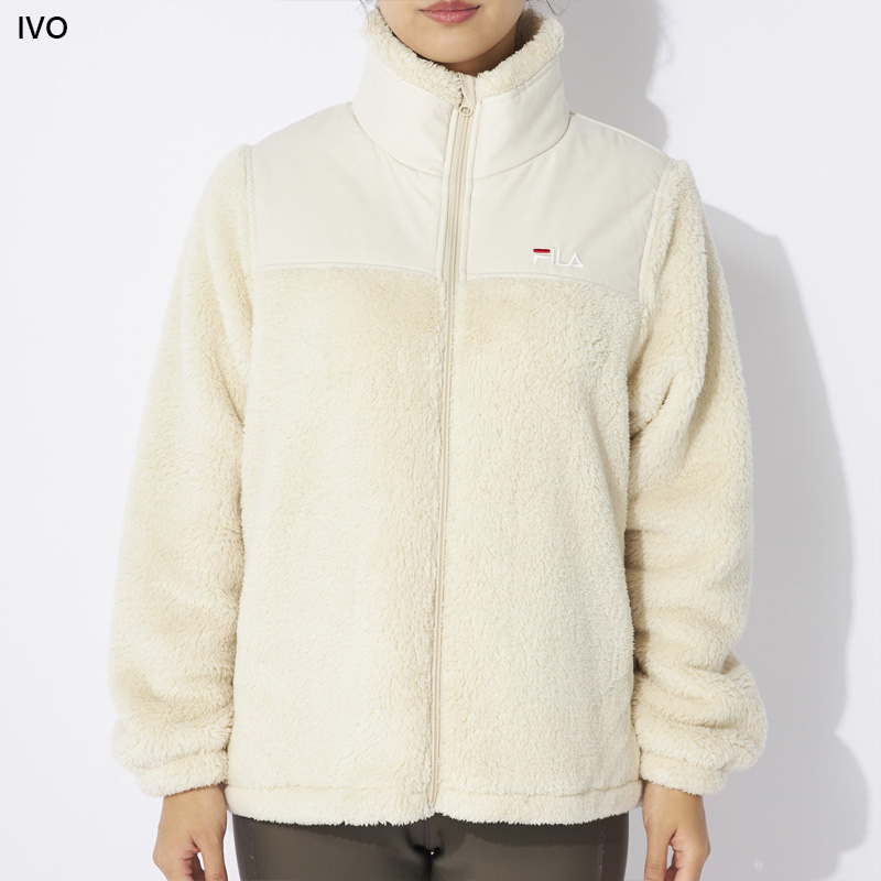 FILA＊モコモコ防寒ボアスコートとフィラレッド長袖トップス上下