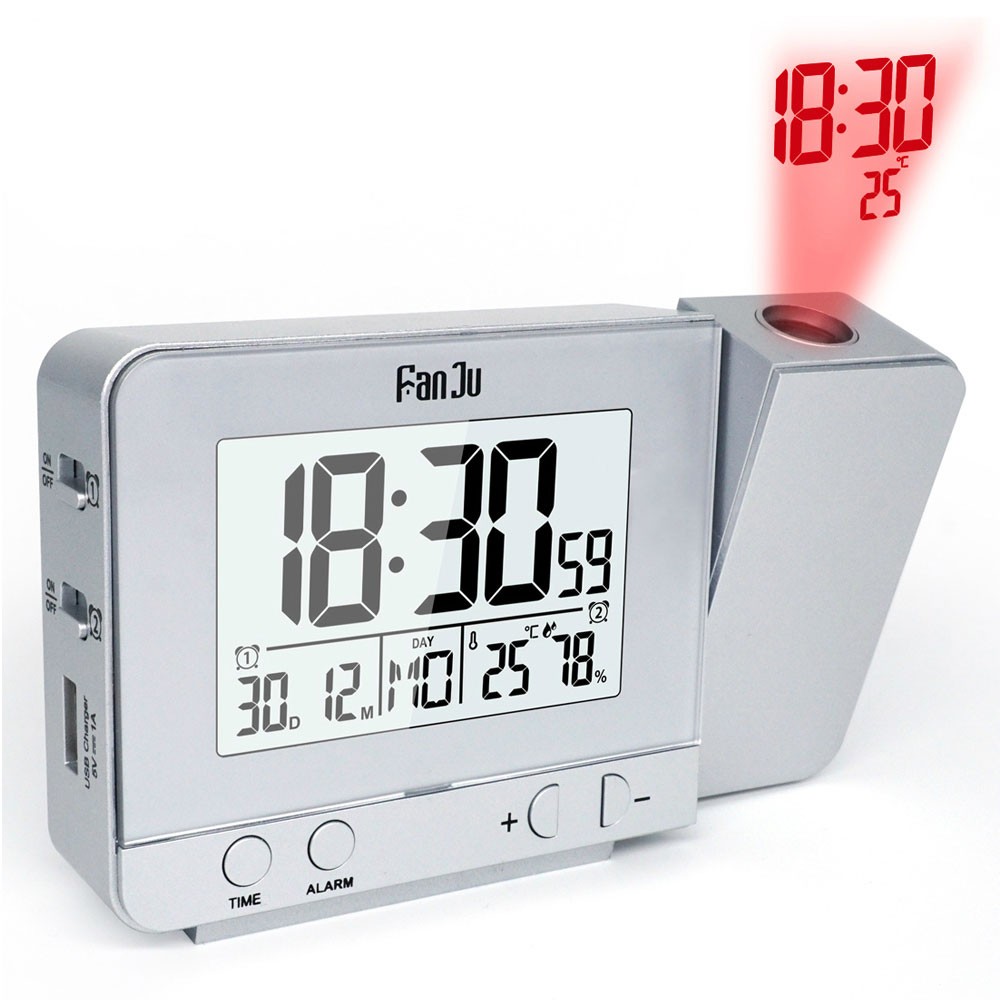 プロジェクション 投影 デジタル時計 温度計 湿度計 USB給電 電池駆動 