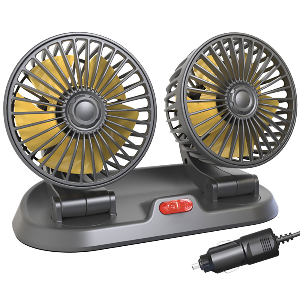 扇風機 デュアルファン 車載用 5V USB 12V 24V USB給電 シガーソケット