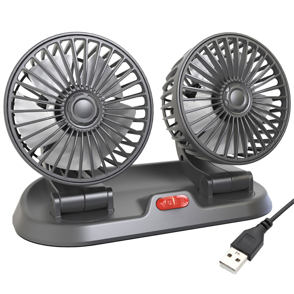 扇風機 デュアルファン 車載用 5V USB 12V 24V USB給電 シガーソケット