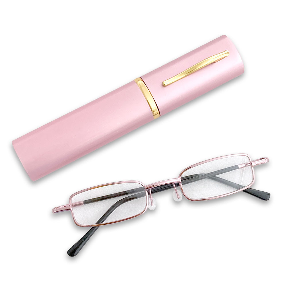 PG PG-313-PK ピンク 老眼鏡 ケース付き 老眼鏡 リーディンググラス ペン型 アルミケース付き 軽量 スリム 携帯