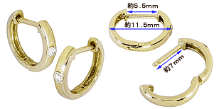 K18 ダイヤ0.04ct 中折れ式ダイヤフープピアス 中折れ式ダイヤモンド