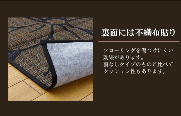 袋織 い草 ラグマット/絨毯 〔ブルー 約191×191cm 裏：不織布〕 日本製