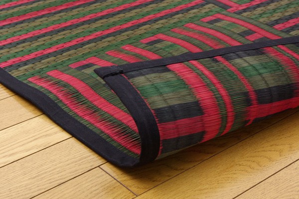 い草 ラグマット/絨毯 〔柳川段通 四重織 レッド 約191×250cm〕 日本製