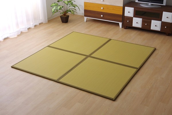 日本製 軽量 置き畳/ユニット畳 〔ベージュ 約67×67×1.7cm 4枚組