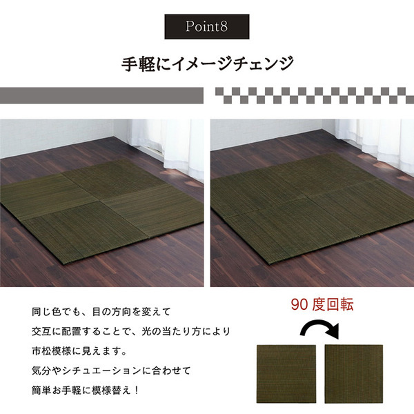 い草 置き畳/ユニット畳 〔約70×70×1.5cm 9枚組 ネイビー5枚 グレー4枚