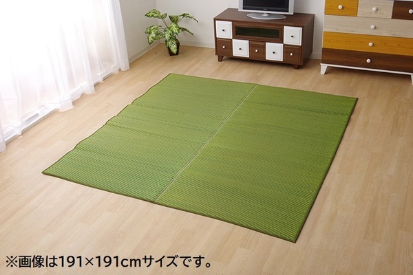 い草 ラグマット/絨毯 〔約191×191cm ダークブラウン〕 日本製 抗菌