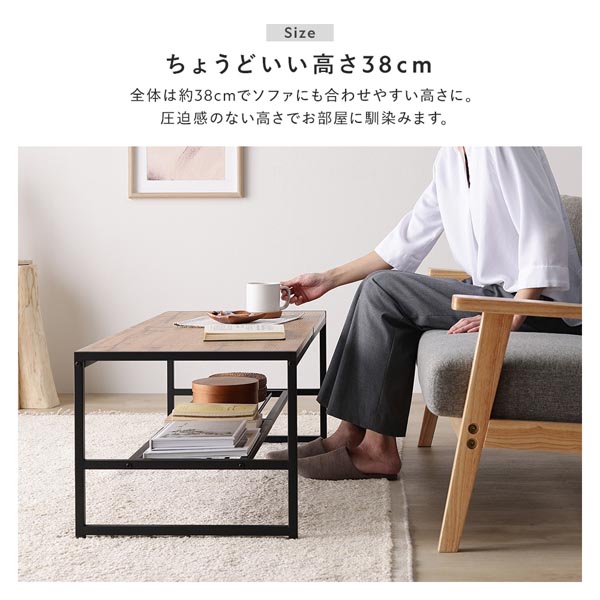 ローテーブル 単品 幅120cm ストーングレー 収納棚 アジャスター付