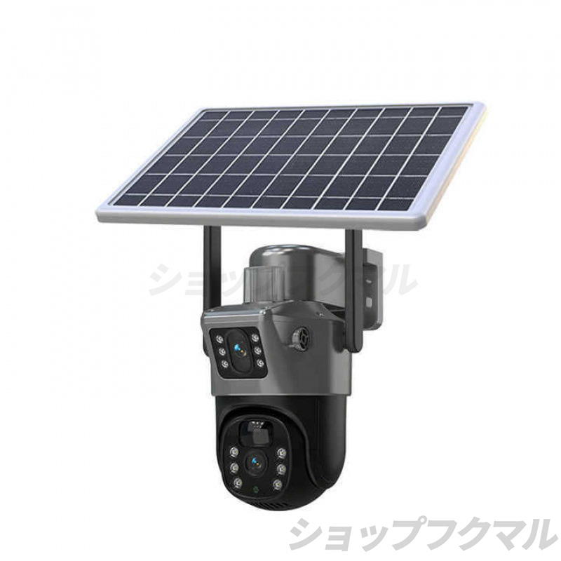 4K防犯カメラ ソーラーセット 防犯カメラ 屋外 ソーラーセット 2眼レンズ WIFI 最大600万画素