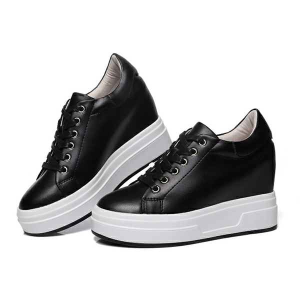 インヒール スニーカー ヒール10cm スリッポン ゴムソール PU 編み上げ