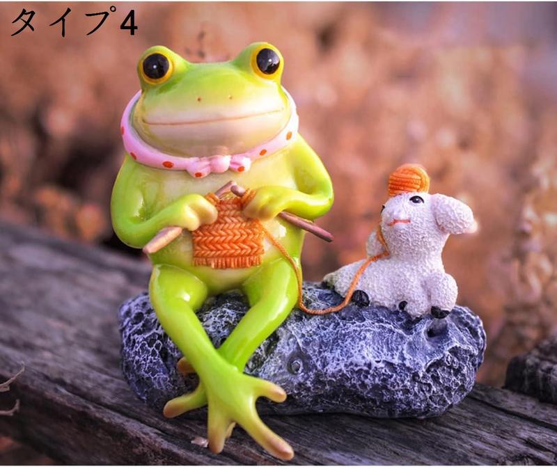 LxRx9 カエル置物 蛙 オブジェ 面白い 卓上 かえる おもちゃ ガーデニング置物 かわいい レジン製 キュート 室内 芝生 盆栽 F｜shop-kaeru｜05