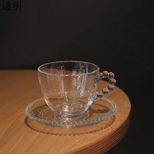 カフェーカップ ティーカップ&ソーサーセット ガラス スプーン付き クリア 透明 グラス シンプル 1客セット 洋食器 耐熱 お茶 紅茶｜shop-kaeru｜02