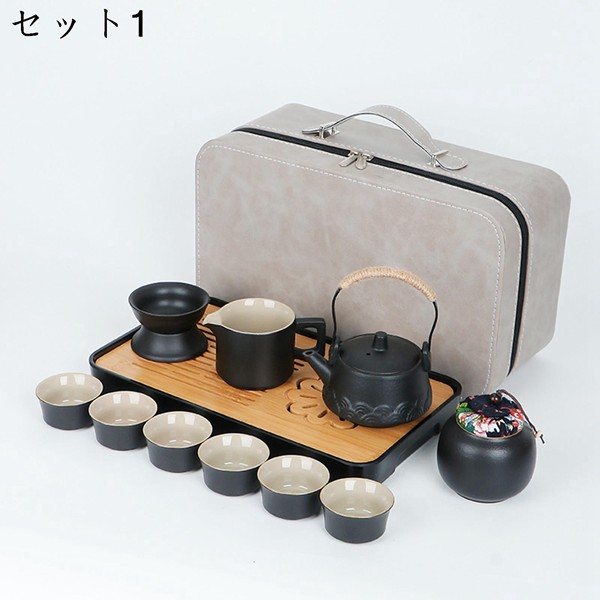 カンフーティーセット 茶器 陶器製 マルチ ティーセット 茶具 耐熱 軽量 携帯式 手作り 茶の入れ お茶出し 茶具セット 急須 贈り物｜shop-kaeru｜02