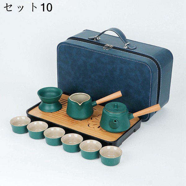 カンフーティーセット 茶器 陶器製 マルチ ティーセット 茶具 耐熱 軽量 携帯式 手作り 茶の入れ お茶出し 茶具セット 急須 贈り物｜shop-kaeru｜11