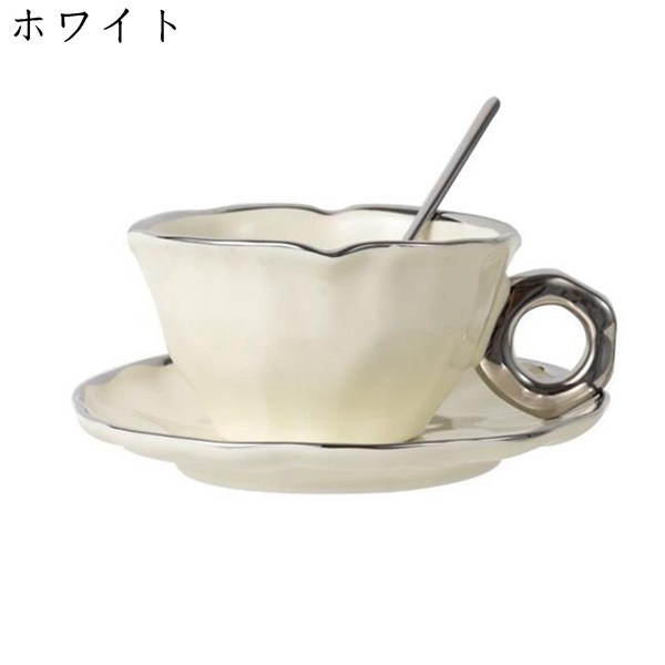 ラテカップ カップ ソーサーセット コーヒーカップ ティーカップ スプーン付き シルバーエッジ 紅茶カップ 牛乳 お茶 朝食 キッチン｜shop-kaeru｜03