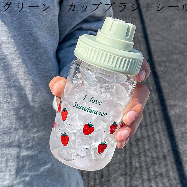 ウォーターボトル ガラス水筒 400ml 手提げ付き ティーカップ ガラスマグカップ 蓋付き 直飲み 耐衝撃性 再利用可能 水分補給 紅茶｜shop-kaeru｜04