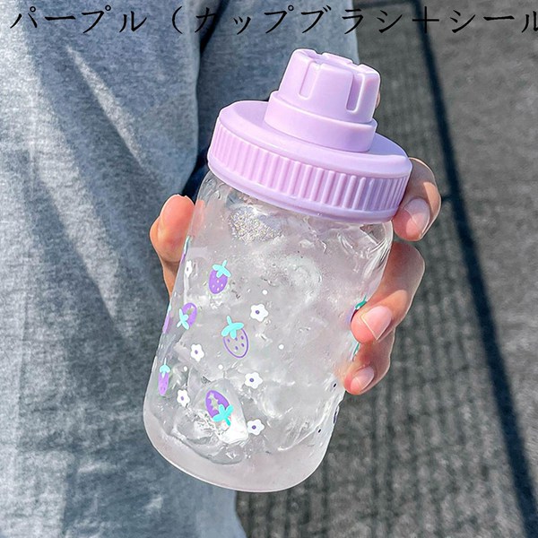 ウォーターボトル ガラス水筒 400ml 手提げ付き ティーカップ ガラスマグカップ 蓋付き 直飲み 耐衝撃性 再利用可能 水分補給 紅茶｜shop-kaeru｜05