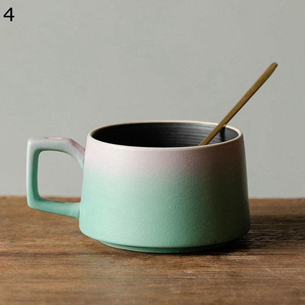 コーヒーカップ Tea Set グラデーション カップ プレート 皿 スプーン付き パッチワーク 朝食ミルクマグ ティー コーヒー 兼用｜shop-kaeru｜05