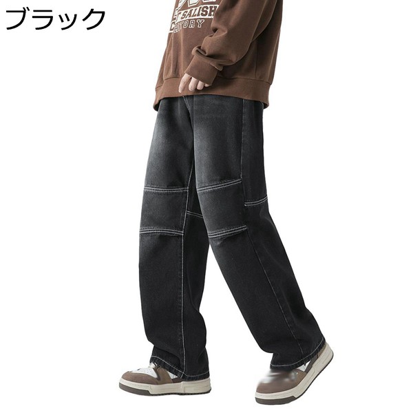 ジーンズ メンズ ジーパン デニム パンツ ストレート 大きいサイズ ワイドパンツ ボトムス 着心地よい ファッション ゆったり 通勤｜shop-kaeru｜02
